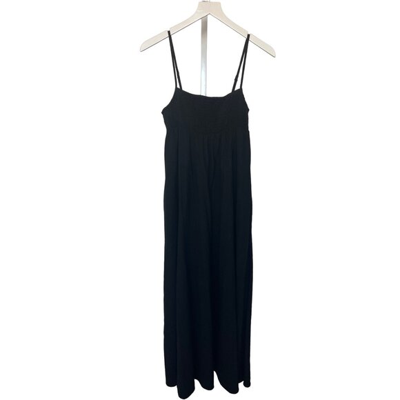 Zara Linen Blend Black Maxi Dress with Pockets - Picture 1 of 4